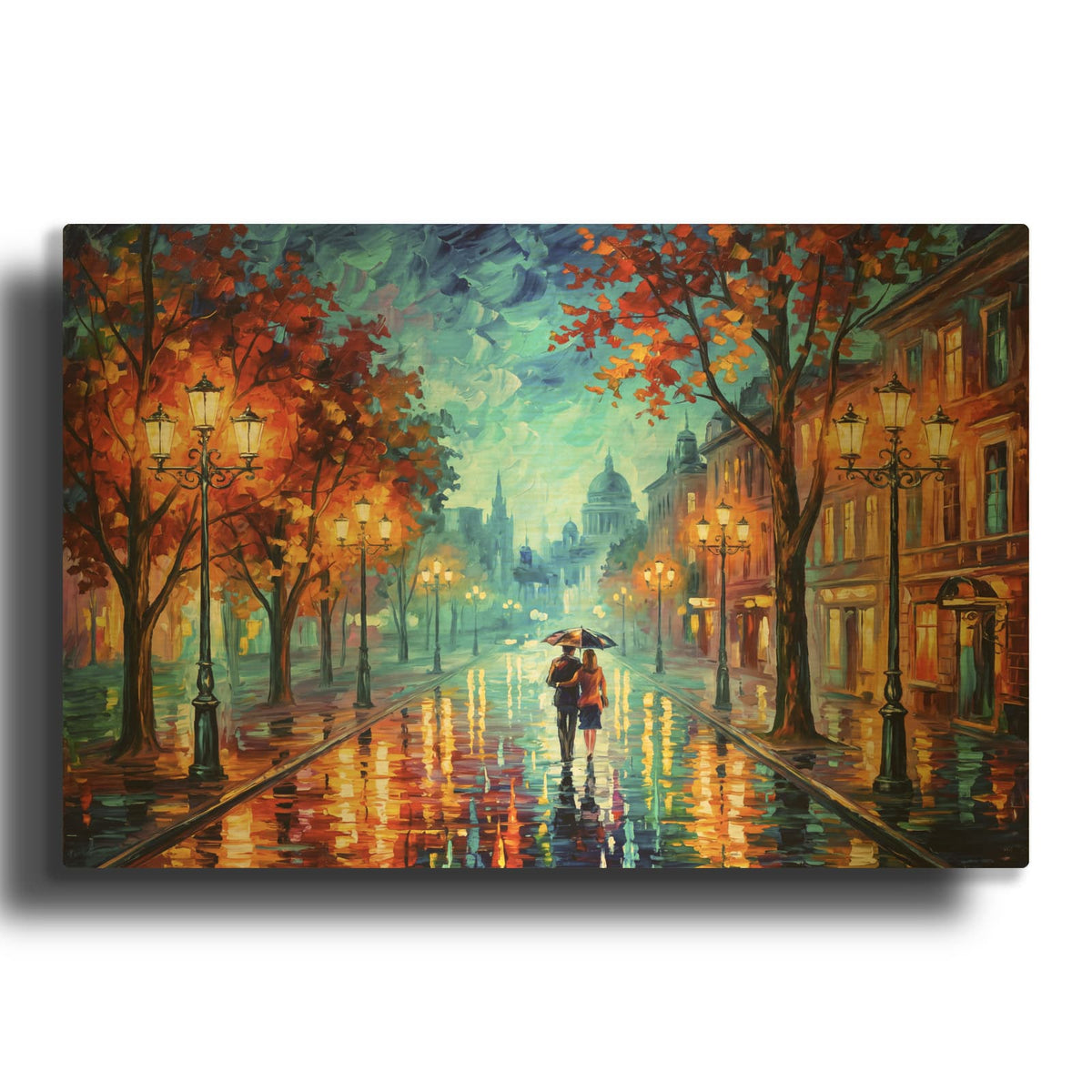 'Umbrella for Two' By Veve Gold Metal Wall Art