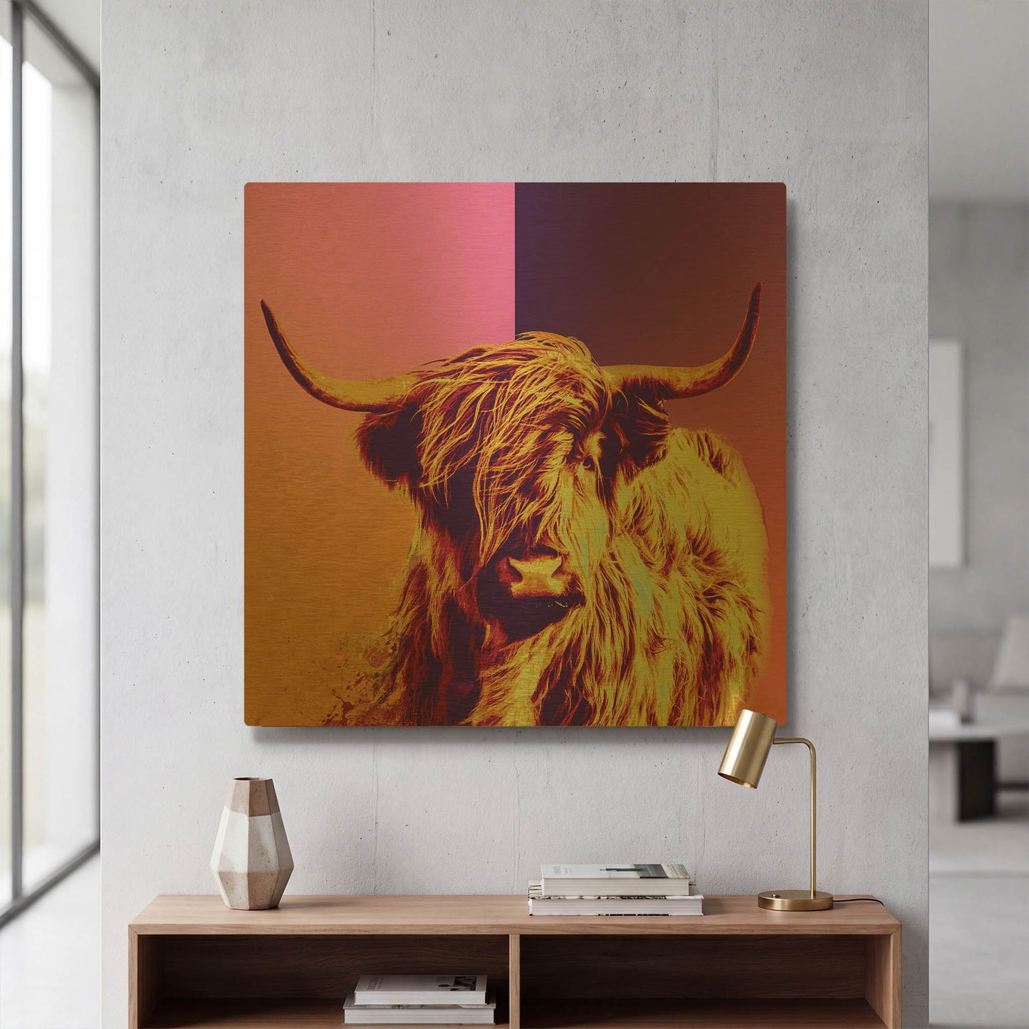 'Highland Cow Crush,' By LUXE Gold Metal Wall Art
