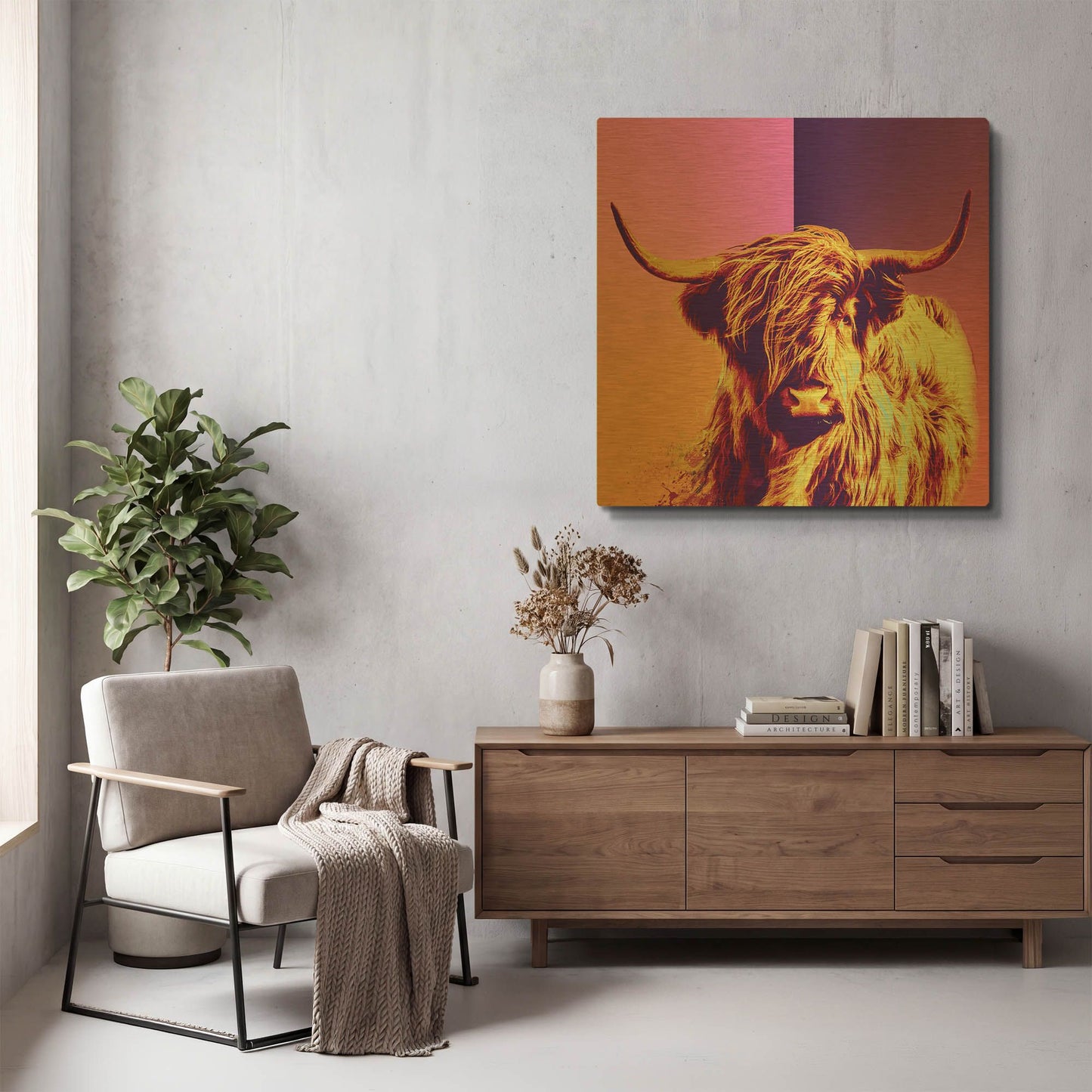 'Highland Cow Crush,' By LUXE Gold Metal Wall Art