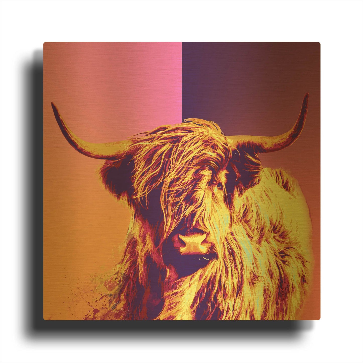 'Highland Cow Crush,' By LUXE Gold Metal Wall Art