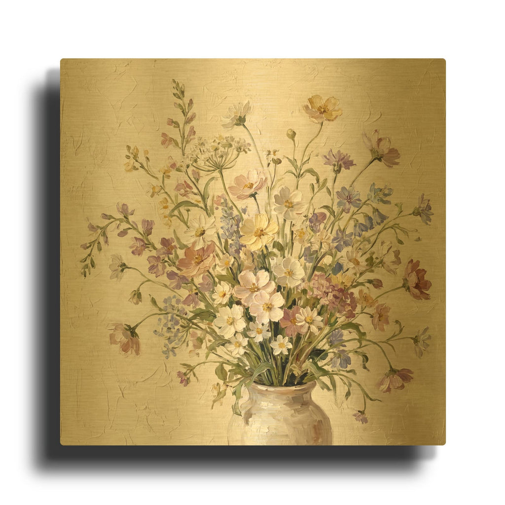 'Wildflowers' By Veve Gold Metal Wall Art