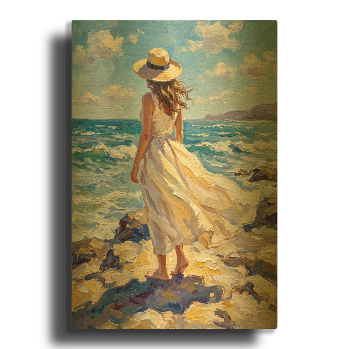 'Windswept by the Sea' By Veve Gold Metal Wall Art