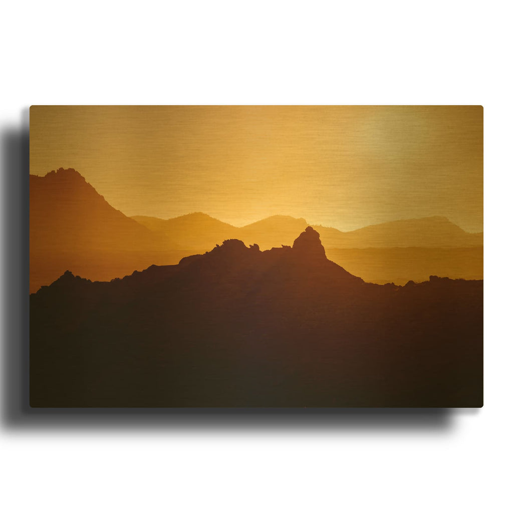'Tenerife - Hot Sunset on the Volcano' Gold Metal Wall Art