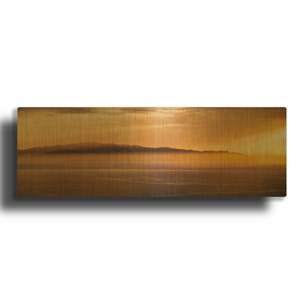 'Tenerife - La Gomera Sunset Panorama II' Gold Metal Wall Art