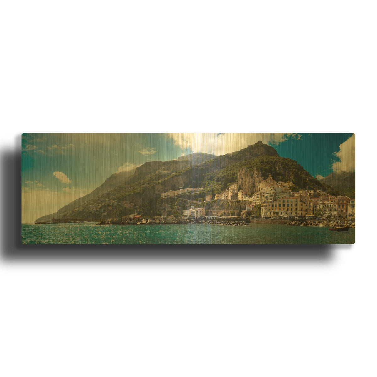 'Amalfi Wide Panorama on a Sunny Day' Gold Metal Wall Art