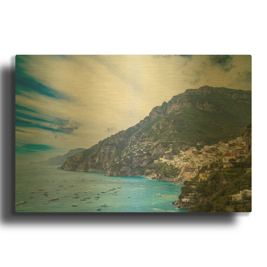 'Positano - Coastline of Positano' Gold Metal Wall Art