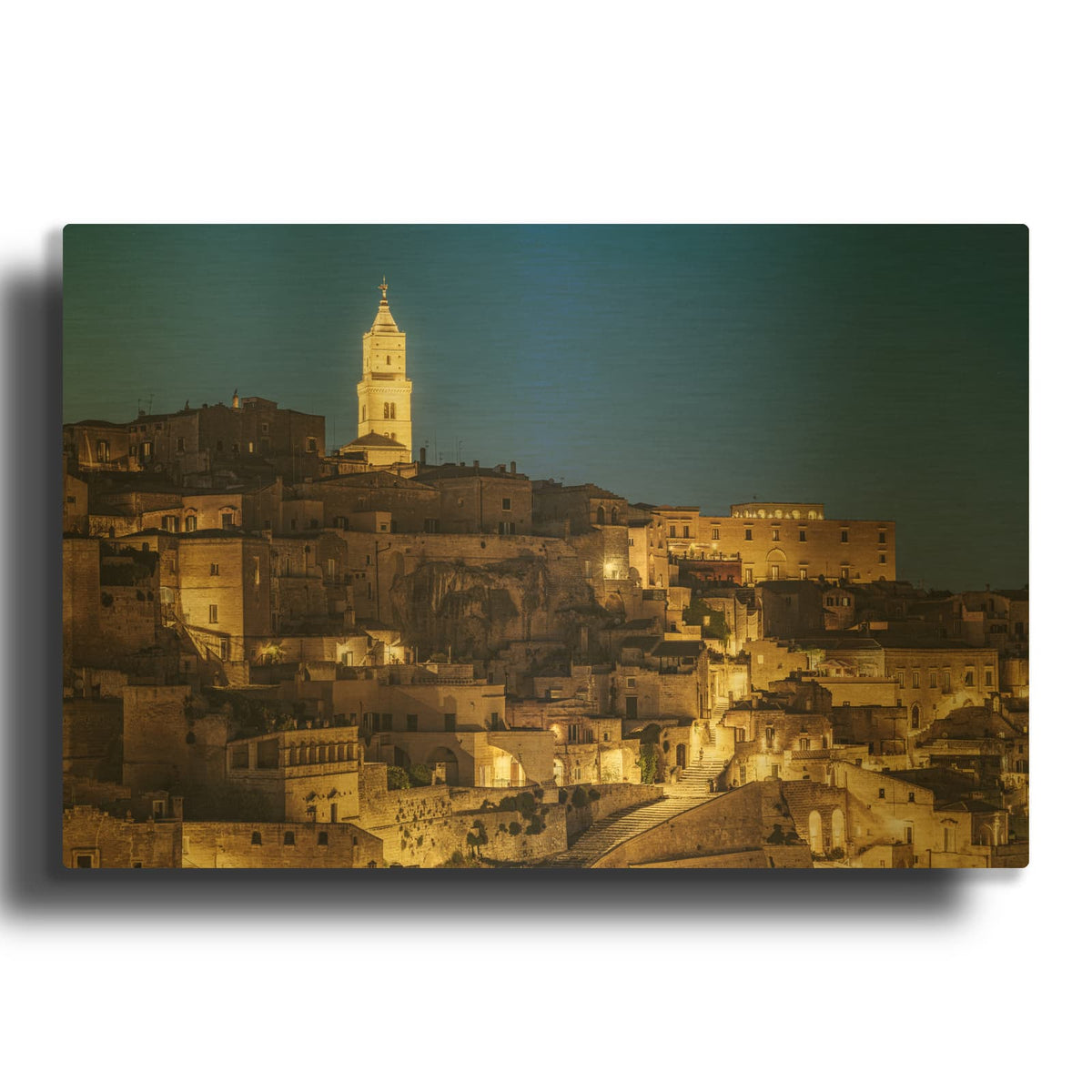 'Matera - The Ancient Glow of Matera' Gold Metal Wall Art