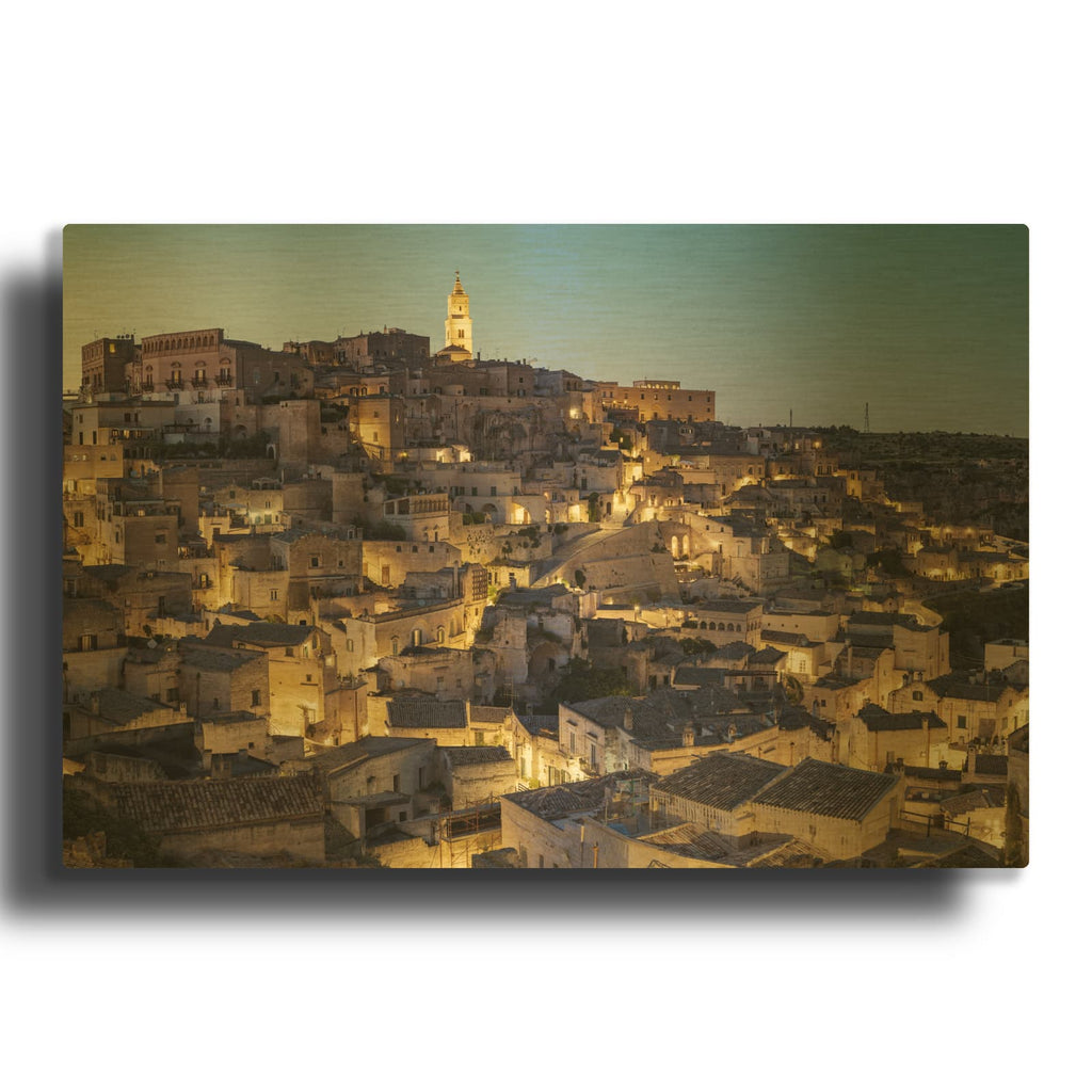 'Matera at Dusk' Gold Metal Wall Art