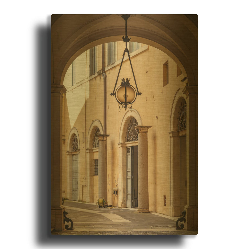 'Italy - Quiet Courtyard' Gold Metal Wall Art