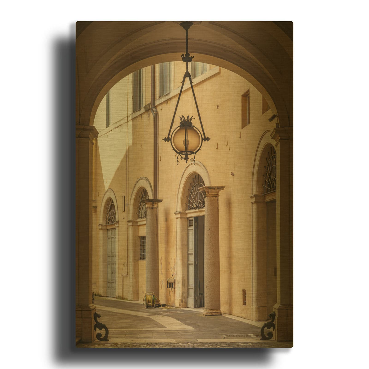'Italy - Quiet Courtyard' Gold Metal Wall Art