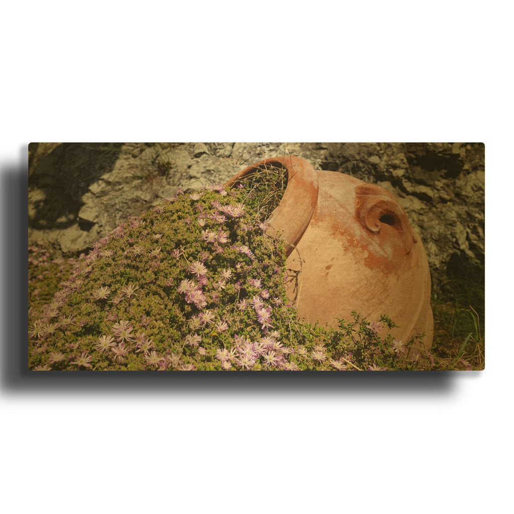 'Italy - Spilling Flowers' Gold Metal Wall Art