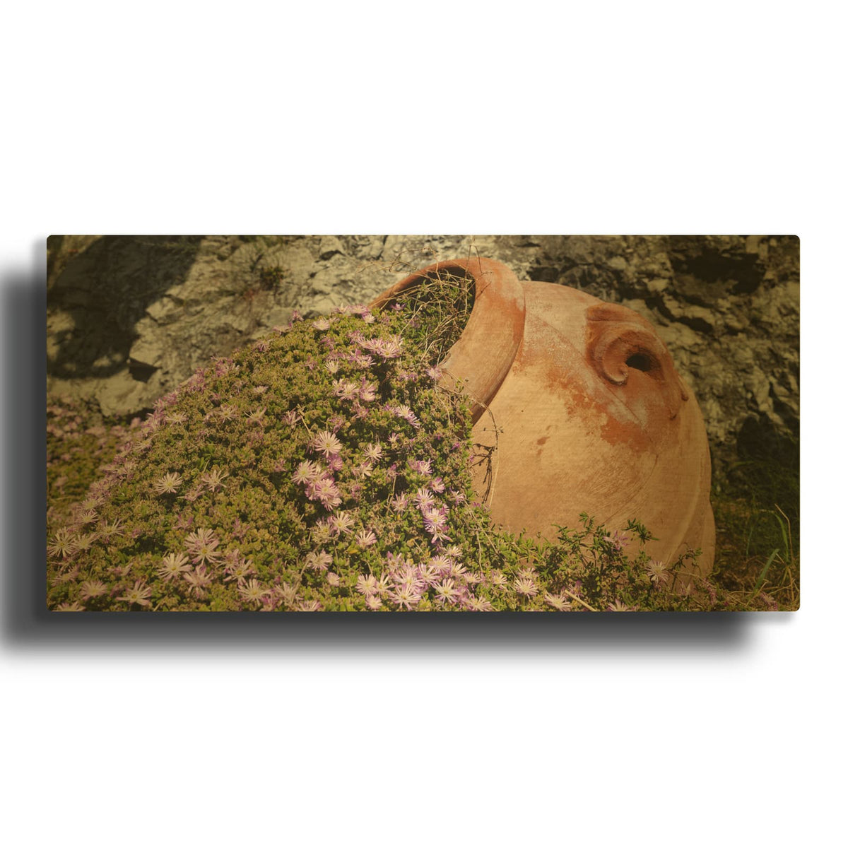 'Italy - Spilling Flowers' Gold Metal Wall Art