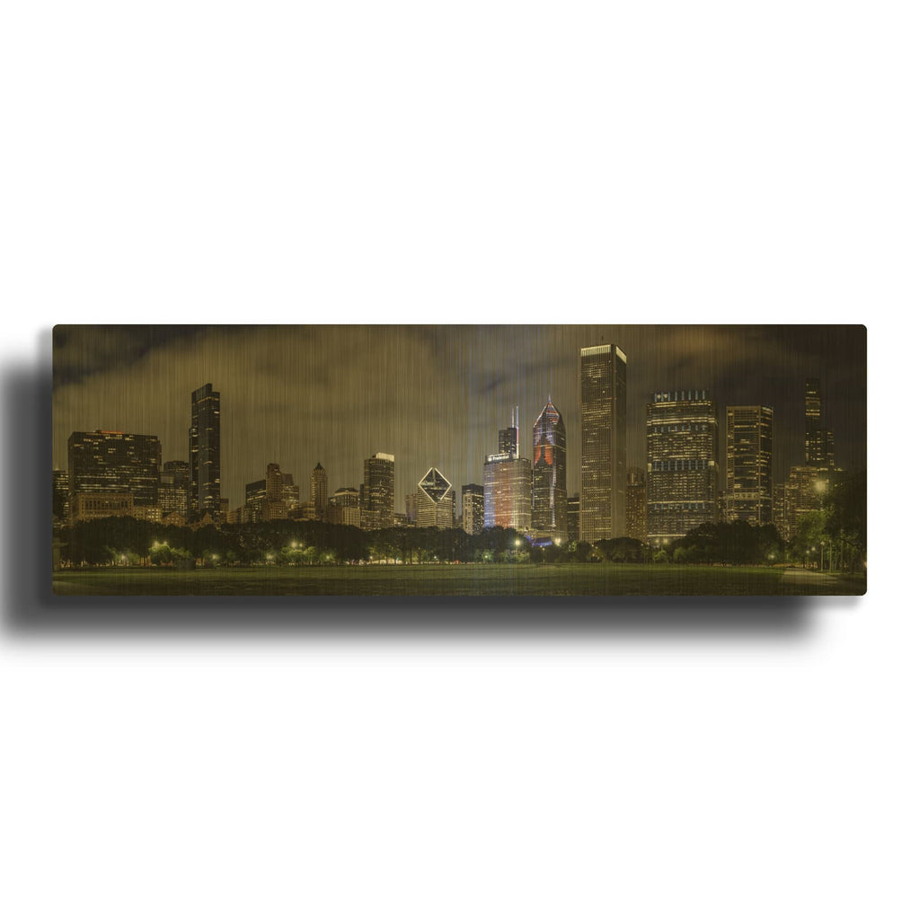 'Chicago - Millennium Park Panorama' Gold Metal Wall Art