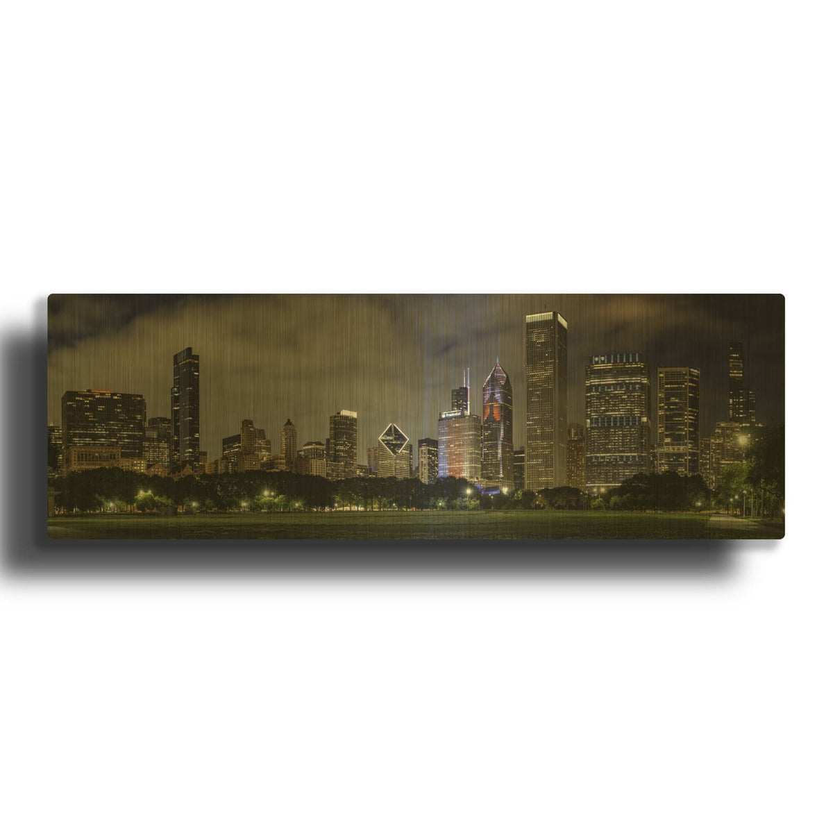 'Chicago - Millennium Park Panorama' Gold Metal Wall Art