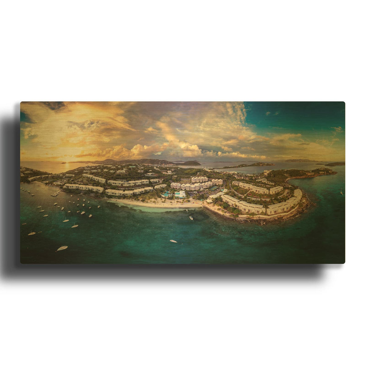 'USVI - St Thomas East End - Cowpet Bay' Gold Metal Wall Art