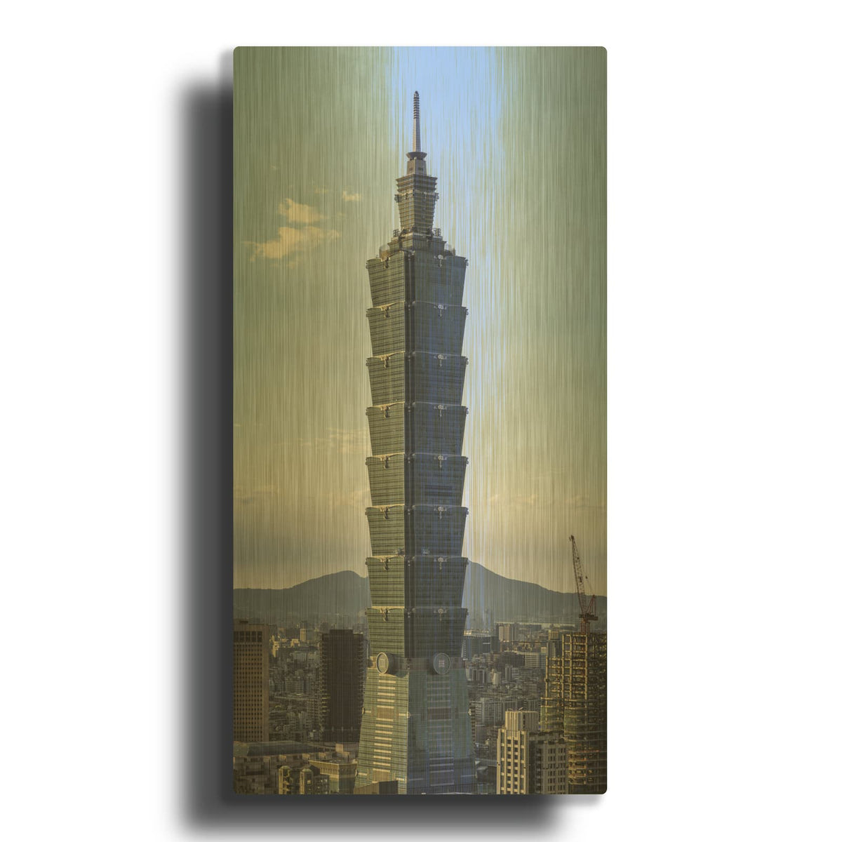 'Taipei 101 - Vertical' Gold Metal Wall Art