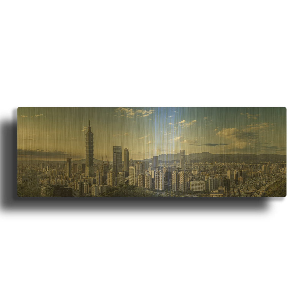 'Taipei - City Panorama' Gold Metal Wall Art
