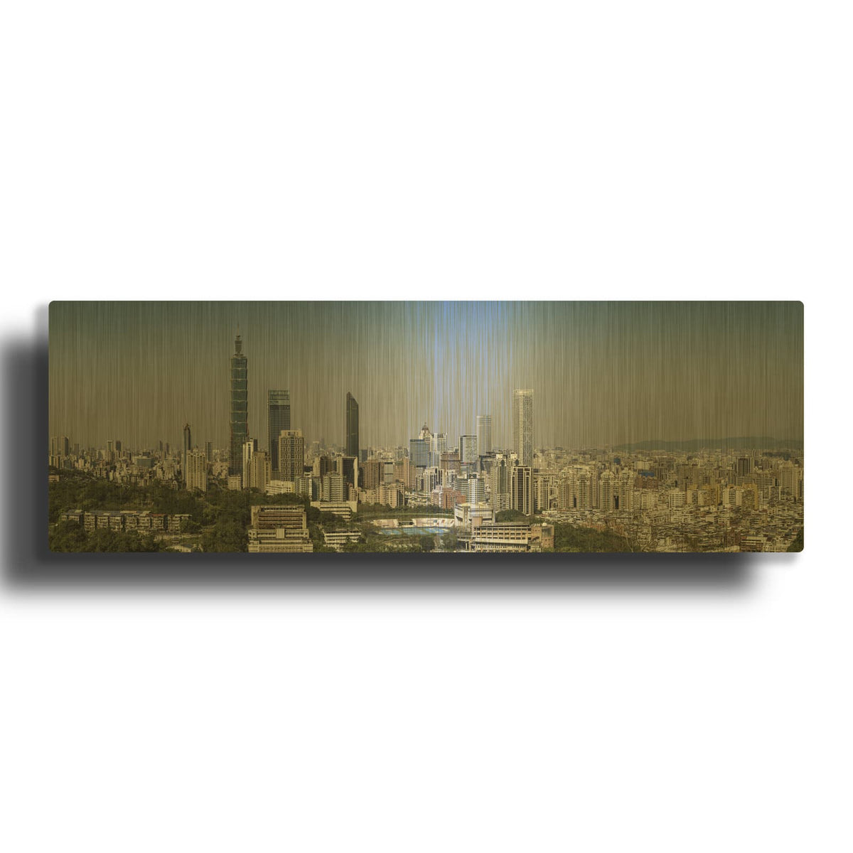 'Taipei - Taiwan Panorama' Gold Metal Wall Art