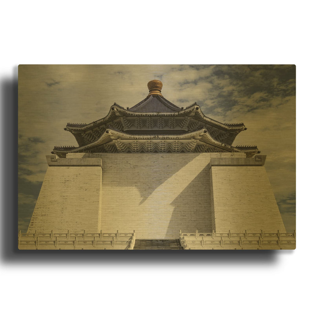 'Taipei - Chiang Kai-shek Memorial Hall' Gold Metal Wall Art
