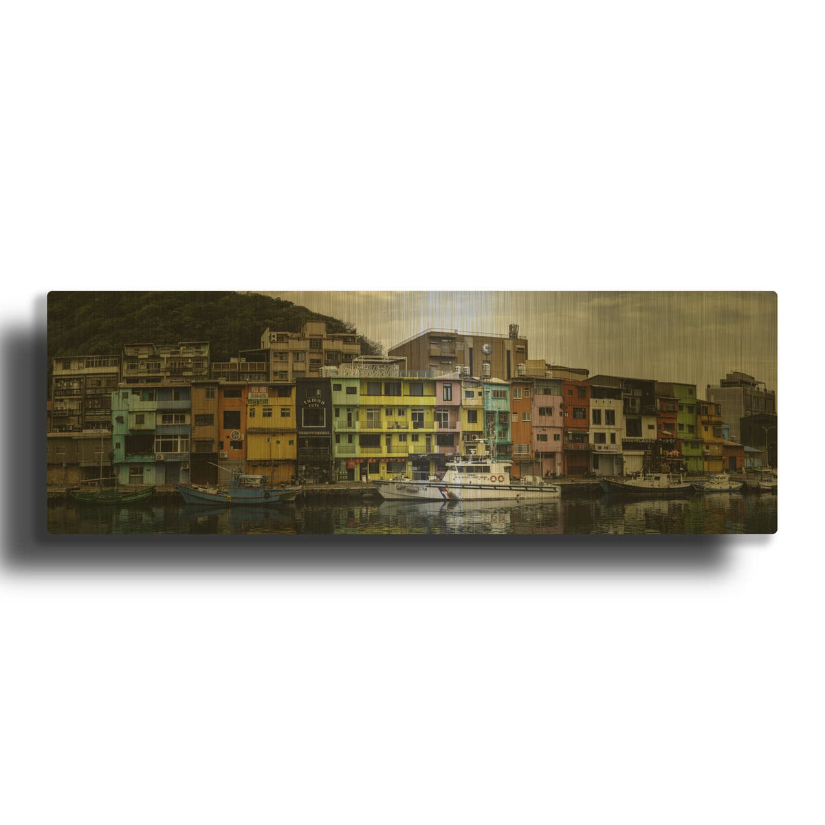 'Keelung - Colorful Houses' Gold Metal Wall Art