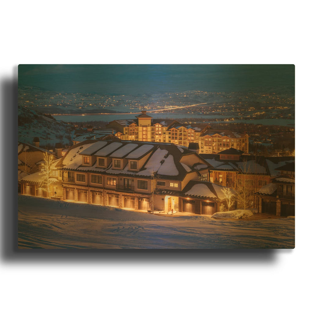 'Park City - Winter Wonderland at the Canyons' Gold Metal Wall Art