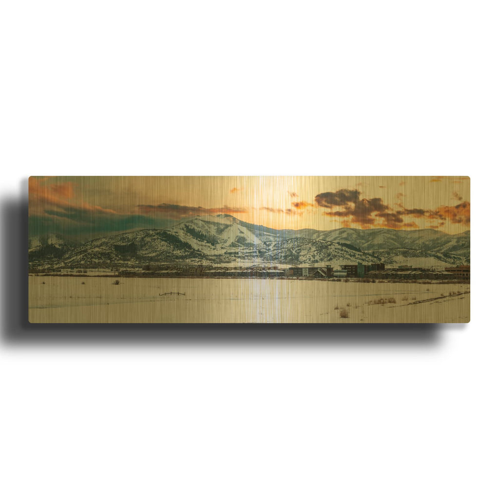 'Park City - Sunset Panorama' Gold Metal Wall Art