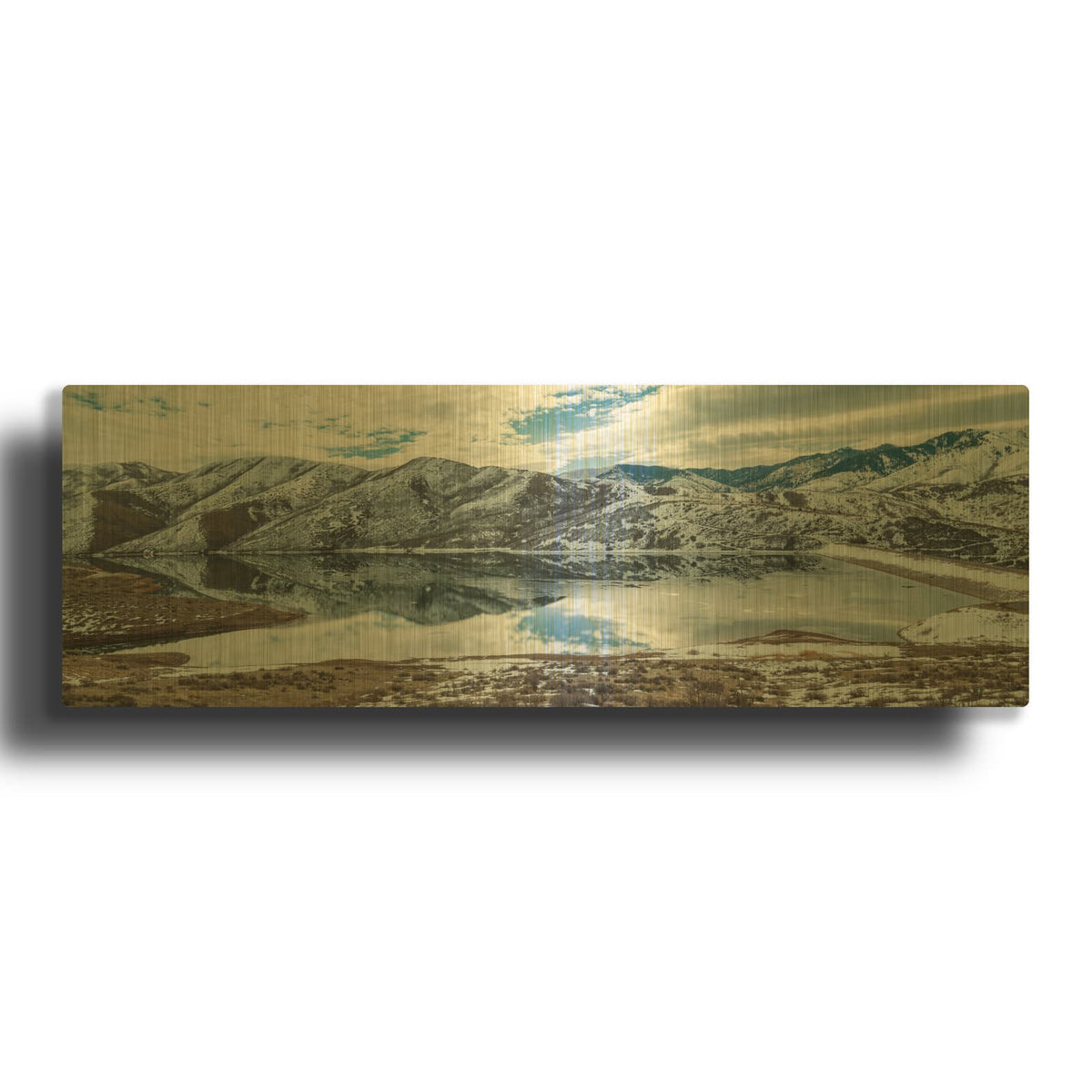 'Little Dell Reservoir - Winter Time' Gold Metal Wall Art
