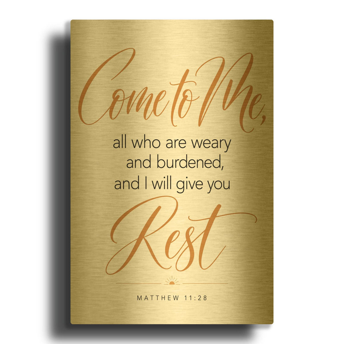 'Come to Me - Matthew 11-28' By Veve Gold Metal Wall Art