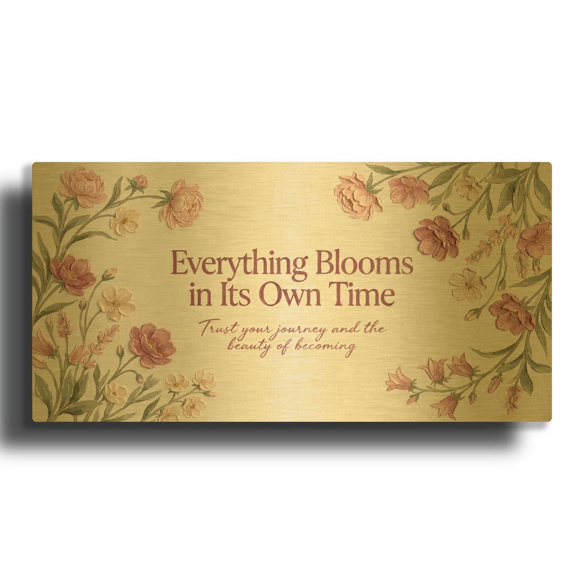 'Everything Blooms - Sculpted Pink Florals' By Veve Gold Metal Wall Art