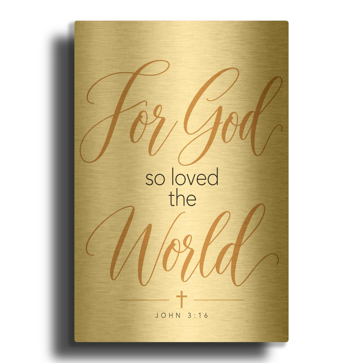 'For God So Loved the World - John 3-16' By Veve Gold Metal Wall Art