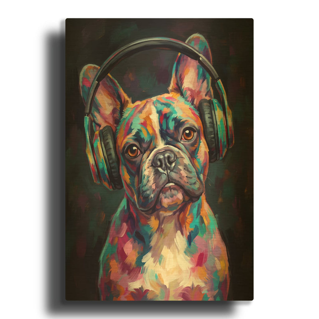 'Frenchie Beats' By Veve Gold Metal Wall Art