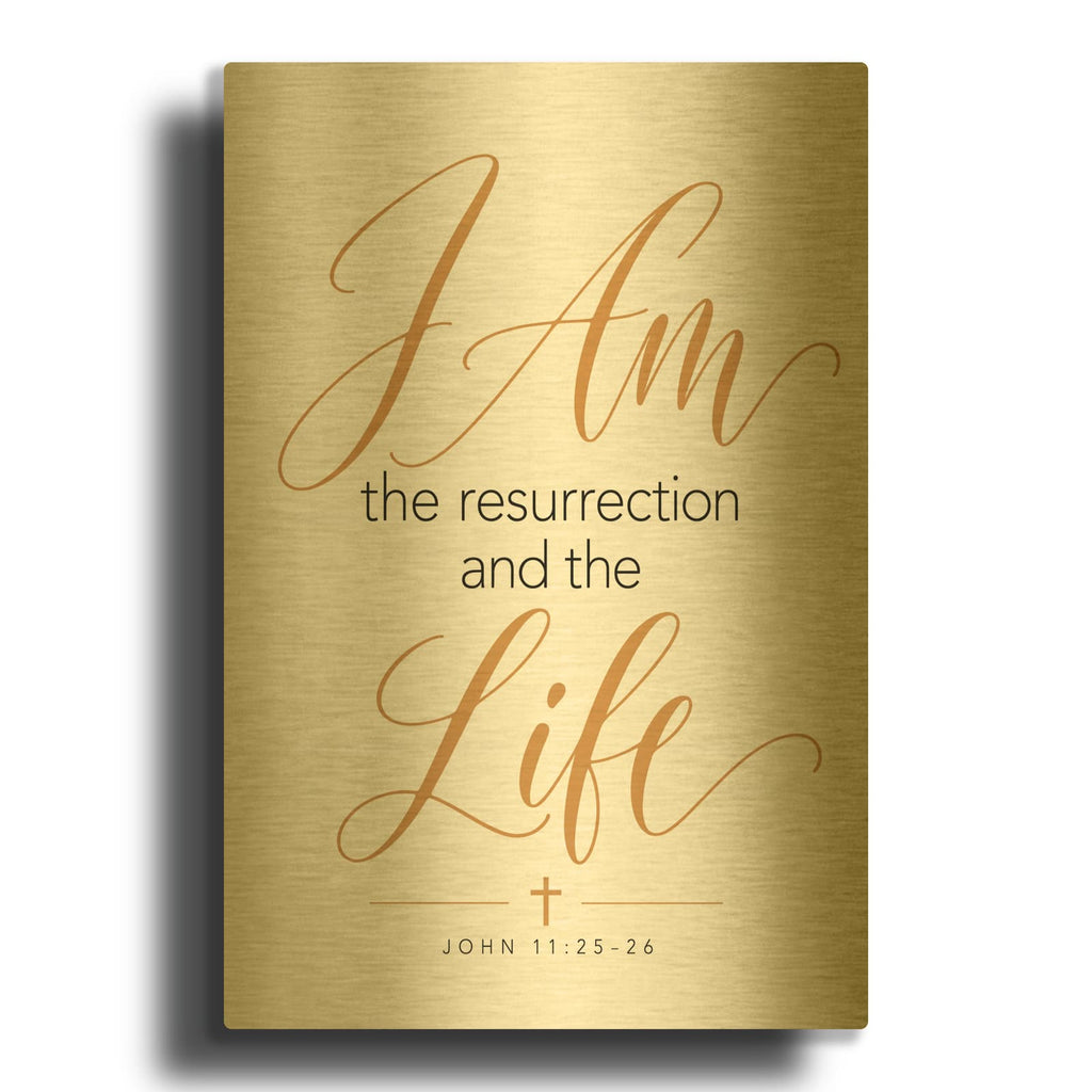 'I Am the Resurrection and the Life - John 11-25-26' By Veve Gold Metal Wall Art
