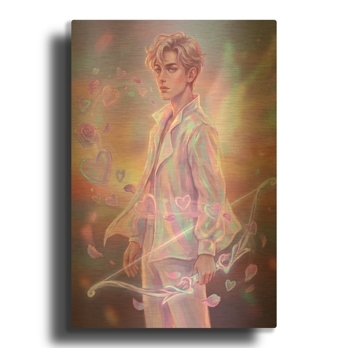 'Iridescent Cupid' By Veve Gold Metal Wall Art