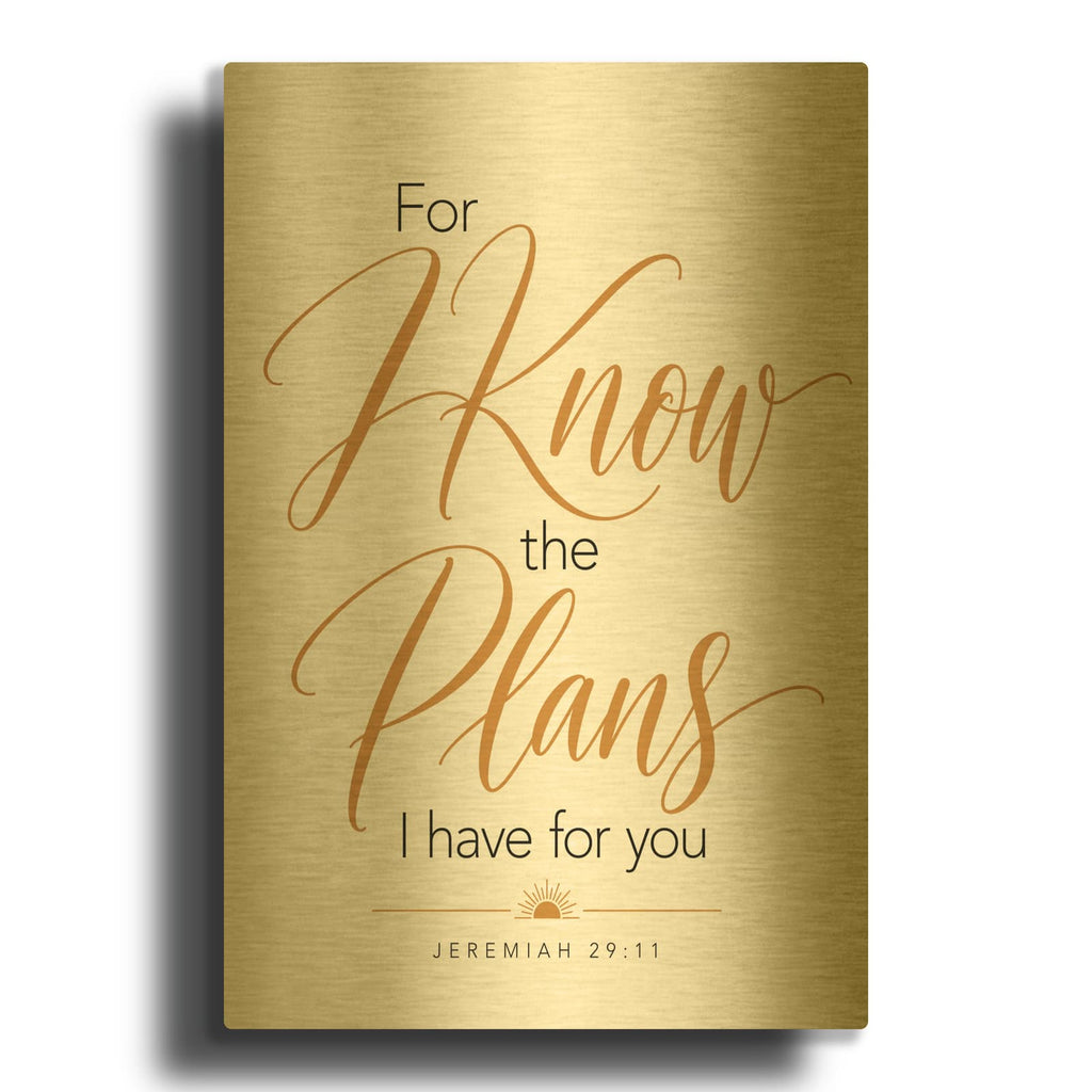 'Plans for You - Jeremiah 29-11' By Veve Gold Metal Wall Art