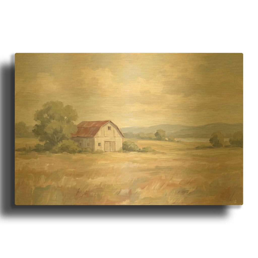 'Quiet Countryside' By Veve Gold Metal Wall Art