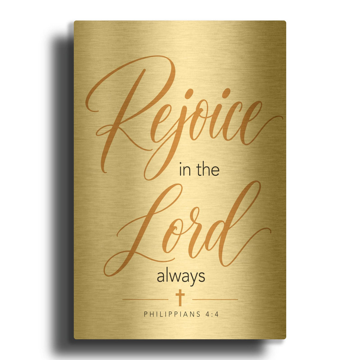 'Rejoice in the Lord - Philippians 4-4' By Veve Gold Metal Wall Art