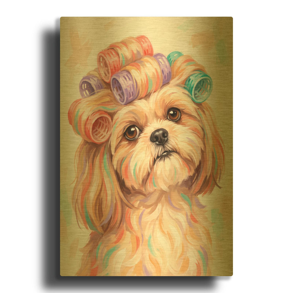 'Shih Tzu - Beauty in Progress' By Veve Gold Metal Wall Art