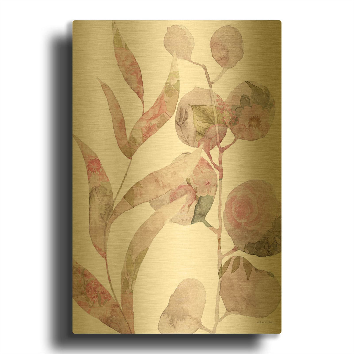 'Meadow Flora Botanical II' By Bluebird Barn Gold Metal Wall Art