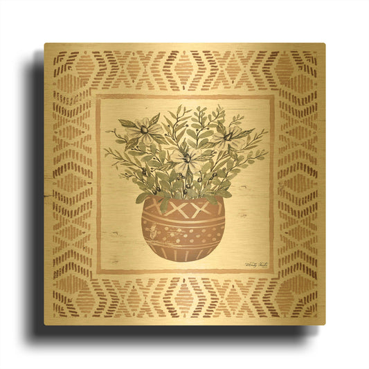 'Terracotta Pot II' By Cindy Jacobs Gold Metal Wall Art
