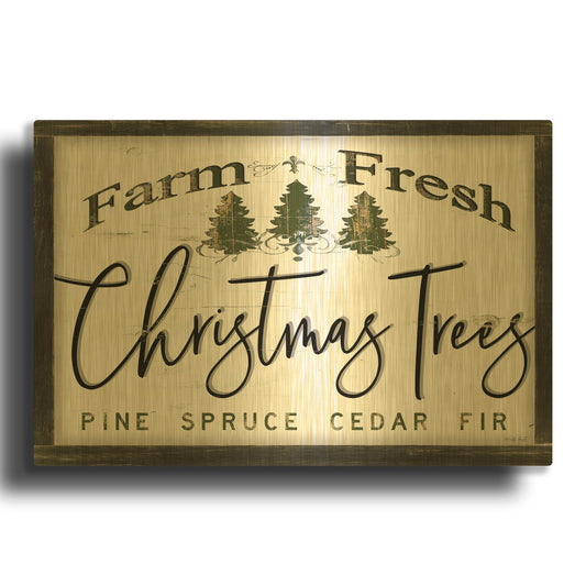 'Farm Fresh Christmas Trees II' By Cindy Jacobs Gold Metal Wall Art