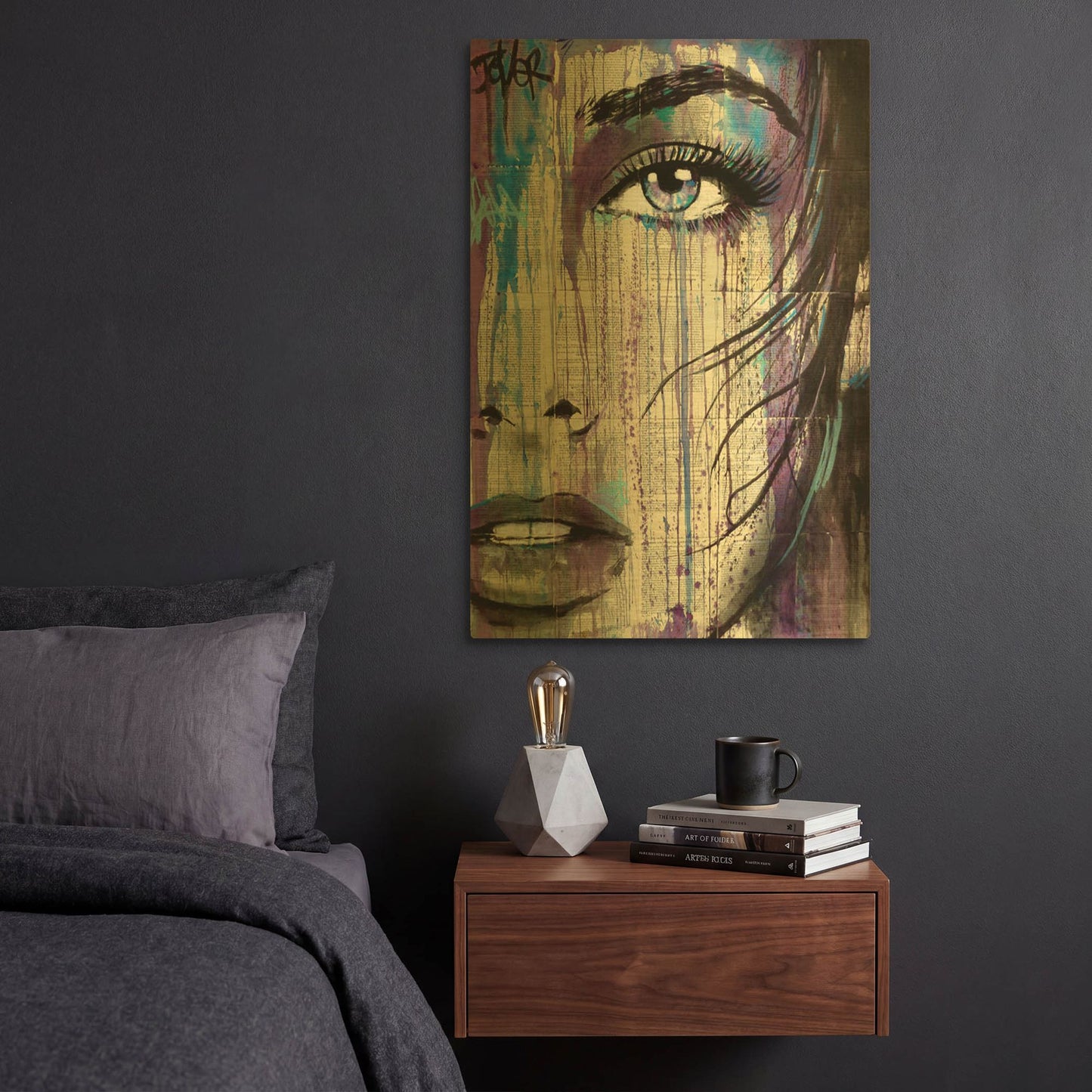 'Indigo Feeling' By Loui Jover Gold Metal Wall Art