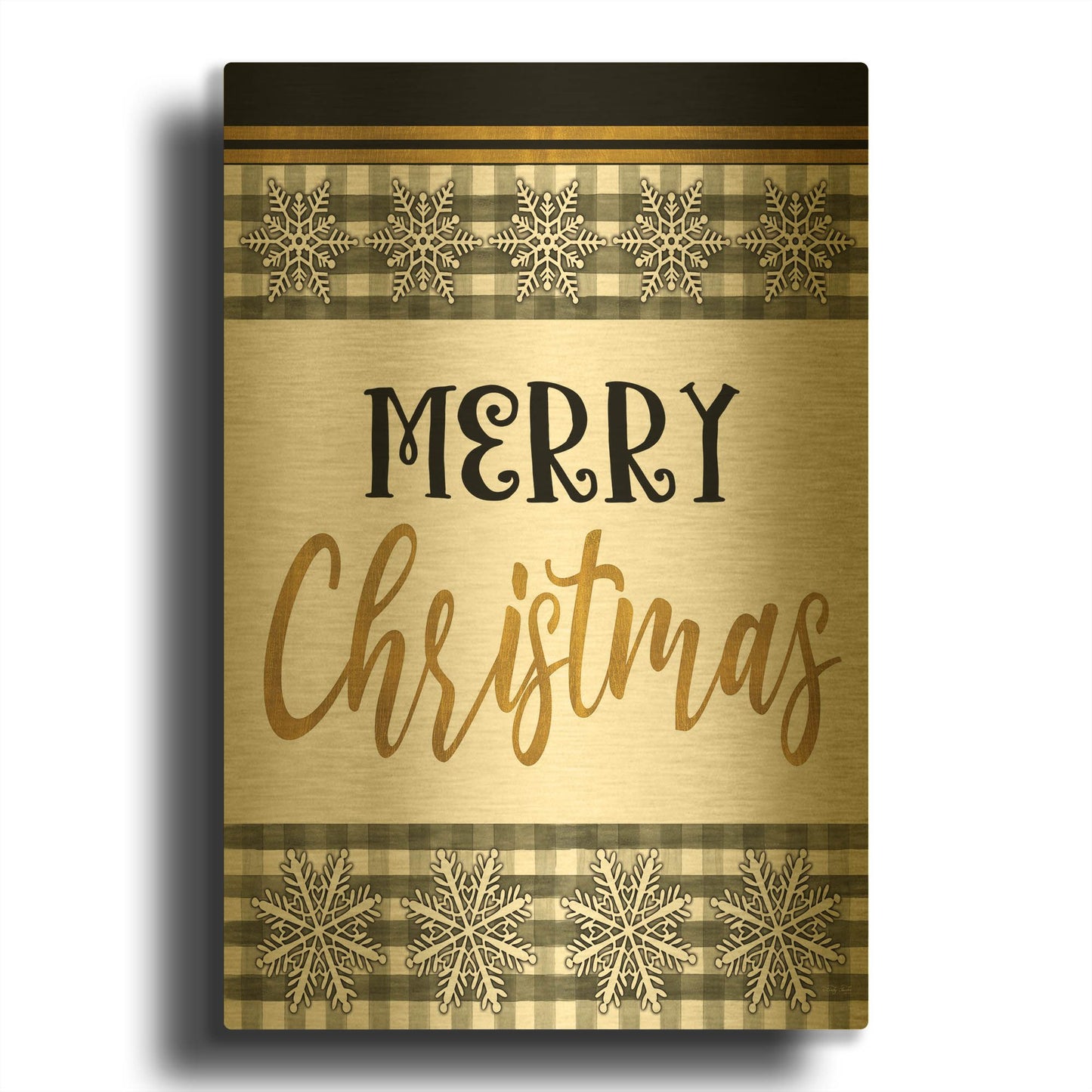 'Merry Little Christmas II' By Cindy Jacobs Gold Metal Wall Art