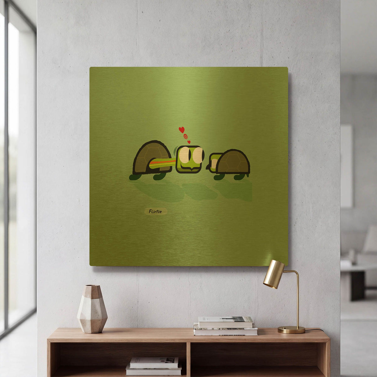'Flirtle' By Chuck Wimmer Gold Metal Wall Art