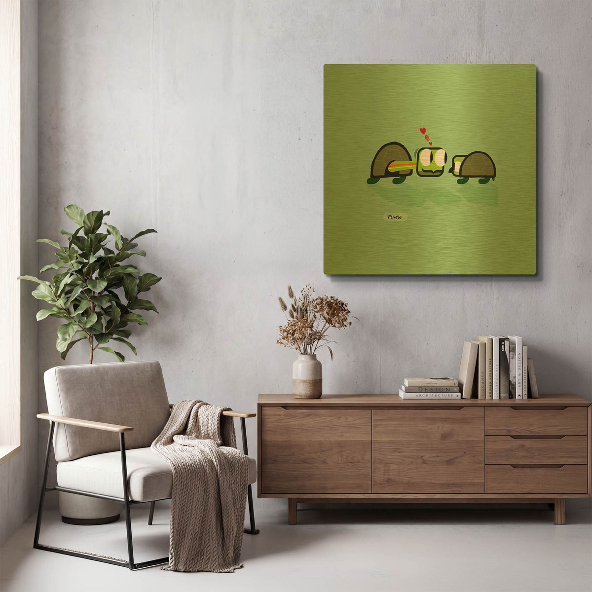 'Flirtle' By Chuck Wimmer Gold Metal Wall Art
