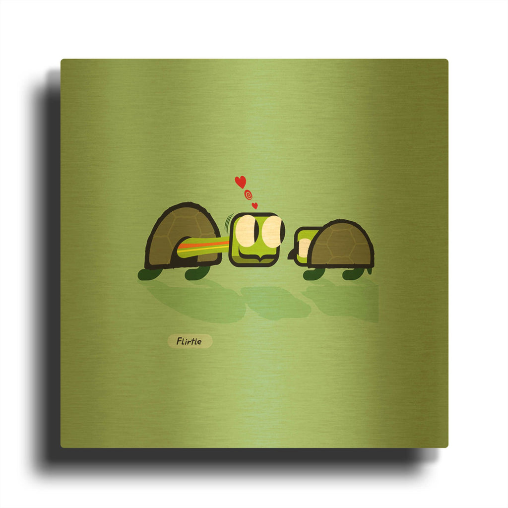 'Flirtle' By Chuck Wimmer Gold Metal Wall Art