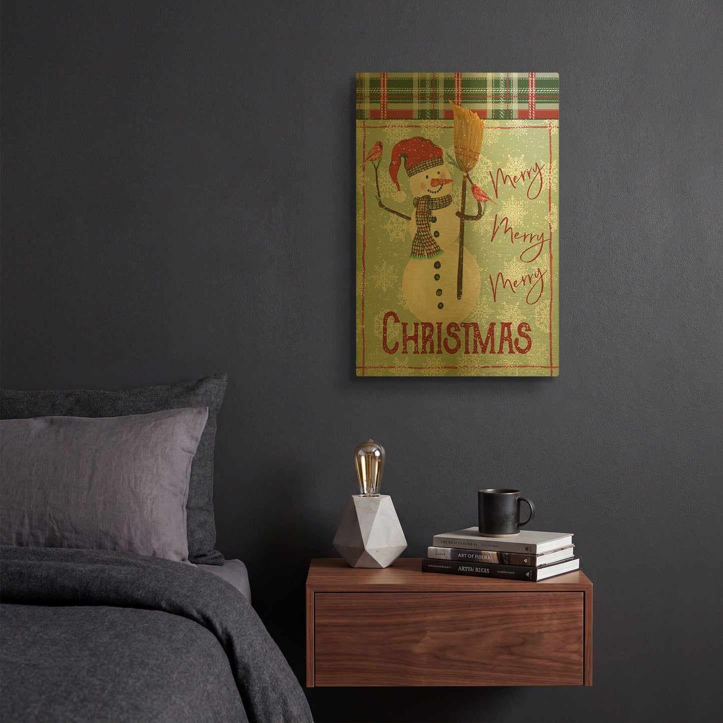 'Merry-Merry-Merry Christmas Snowman' By Cindy Jacobs Gold Metal Wall Art