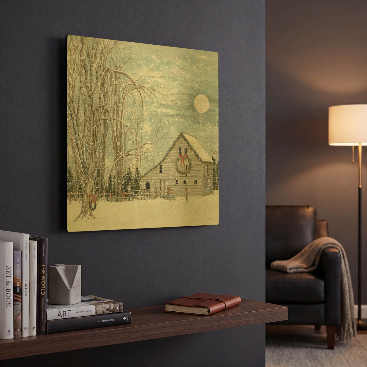 'Christmas Eve Moon' By Cindy Jacobs Gold Metal Wall Art