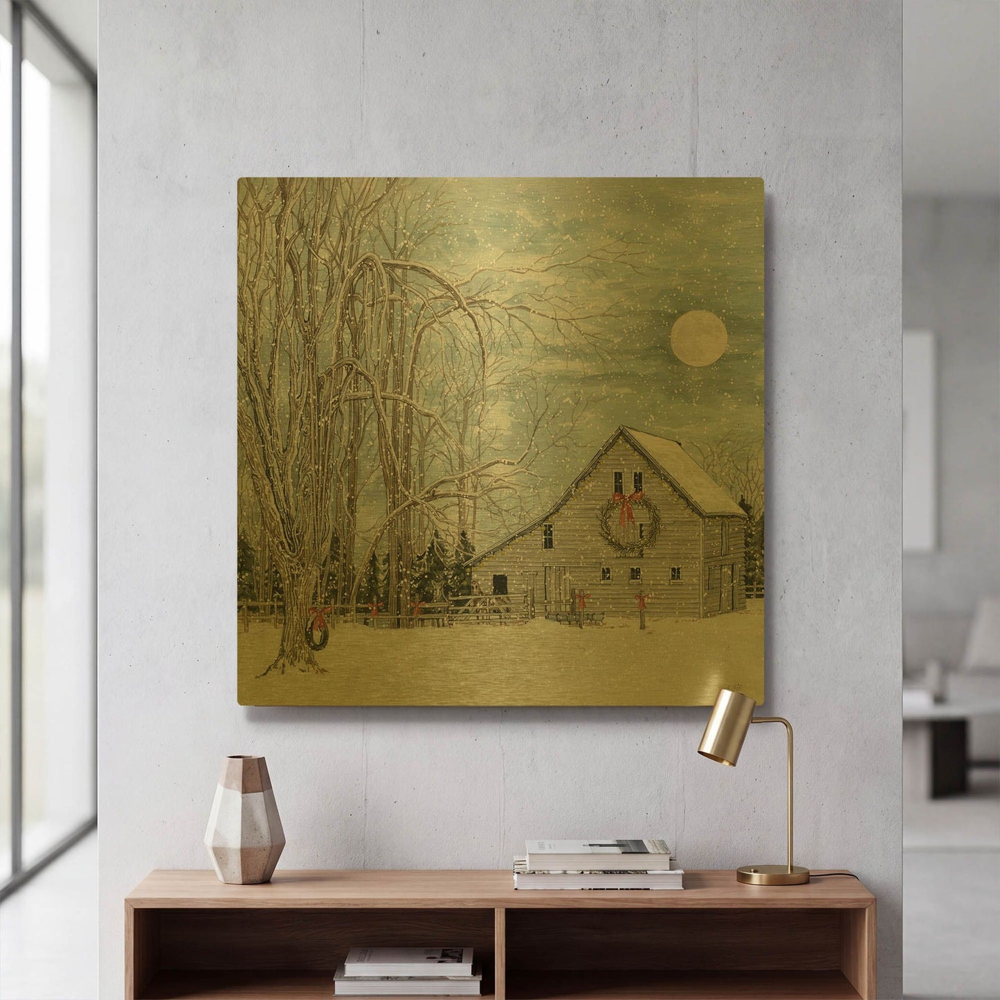 'Christmas Eve Moon' By Cindy Jacobs Gold Metal Wall Art