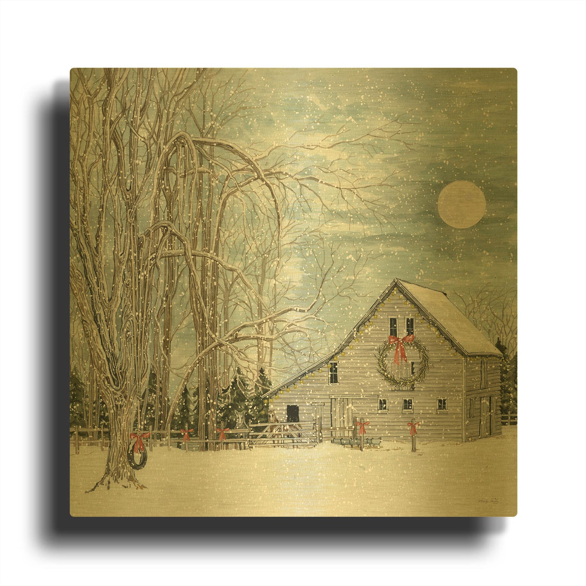 'Christmas Eve Moon' By Cindy Jacobs Gold Metal Wall Art