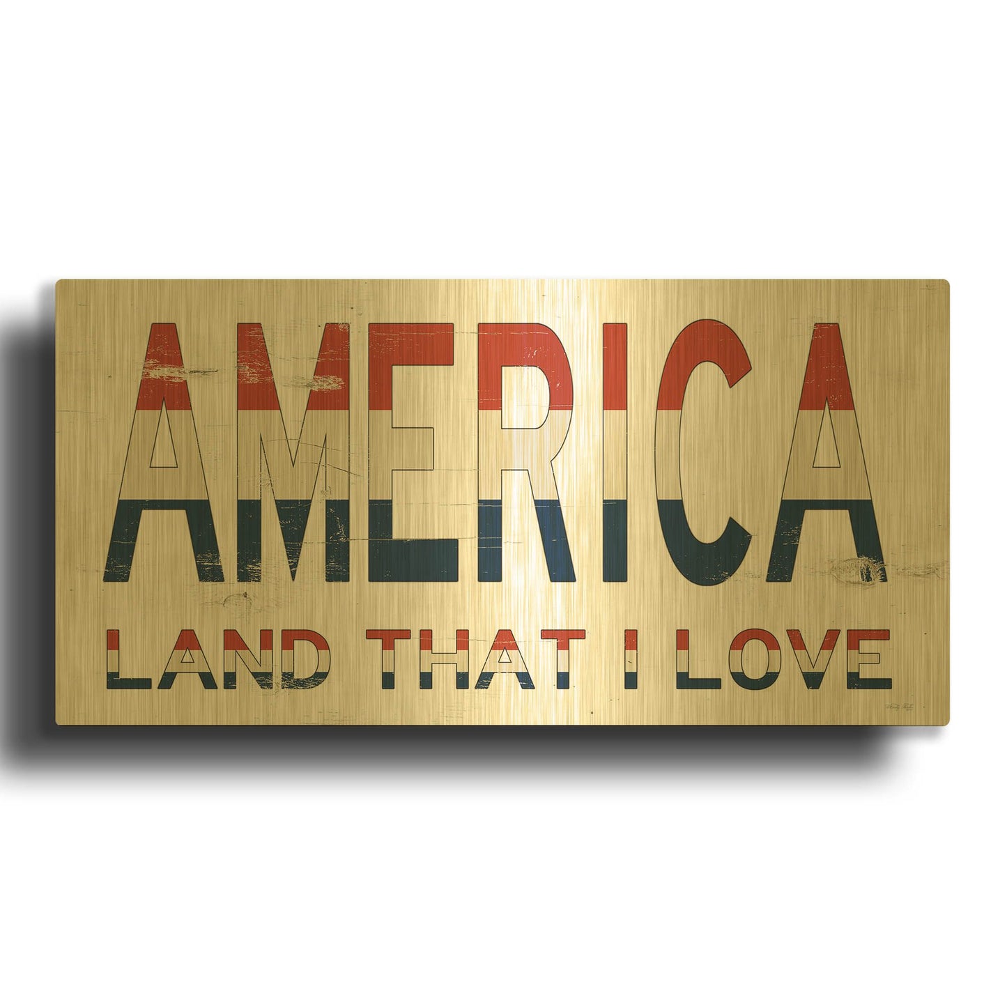 'America - Land That I Love' By Cindy Jacobs Gold Metal Wall Art